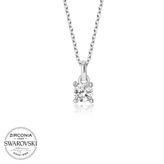 Collier en argent pour femme avec pierre solitaire Swarovski