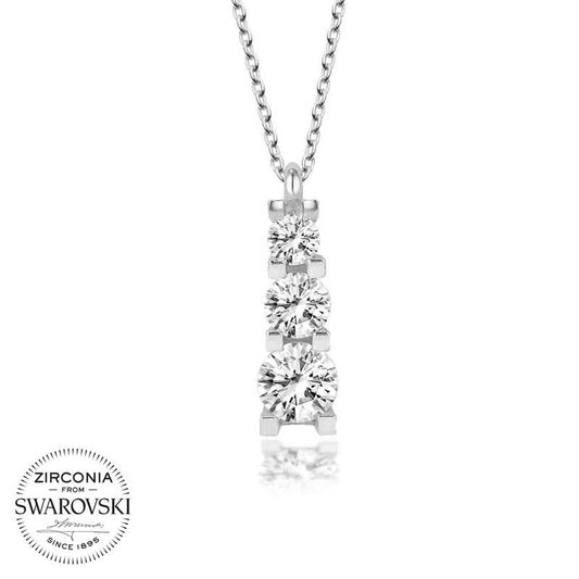 Collier en argent pour femme avec trois pierres Swarovski et une pierre