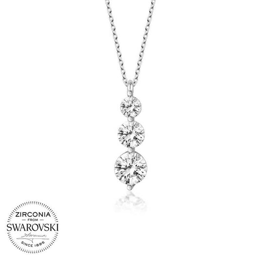 Collier en argent pour femme avec trois pierres Swarovski et une pierre