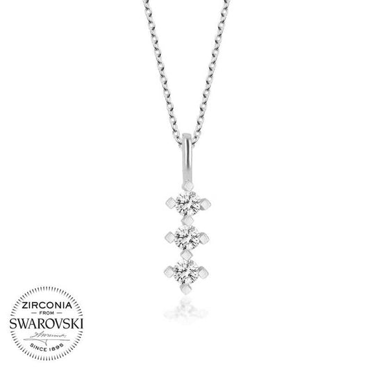 Collier en argent pour femme avec trois pierres Swarovski et une pierre
