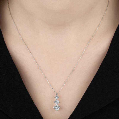 Swarovski Stone Three-Stone Single-Stone Women's Silver Necklace