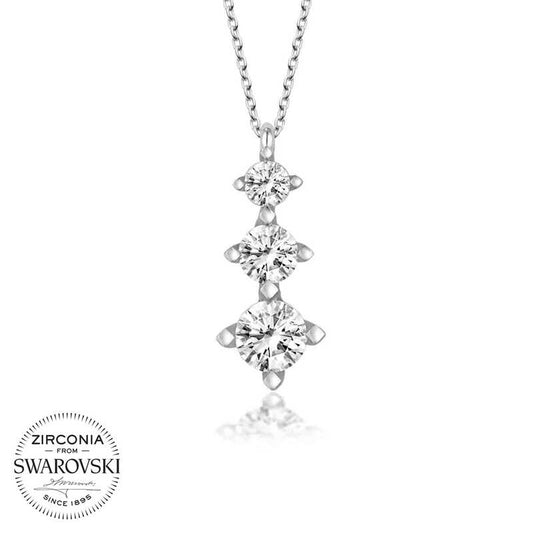 Collier en argent pour femme avec trois pierres Swarovski et une pierre
