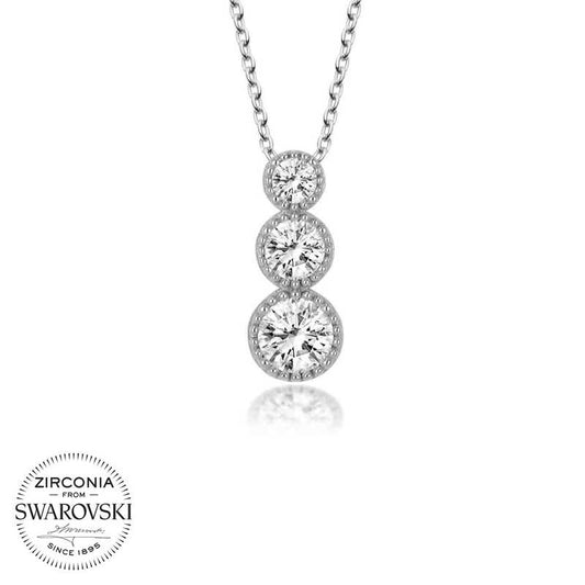 Collier en argent pour femme avec trois pierres Swarovski et une pierre