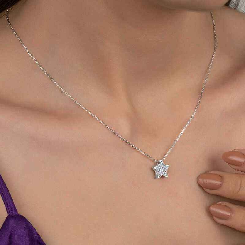 Swarovski Stone Star Women's Silver Necklace