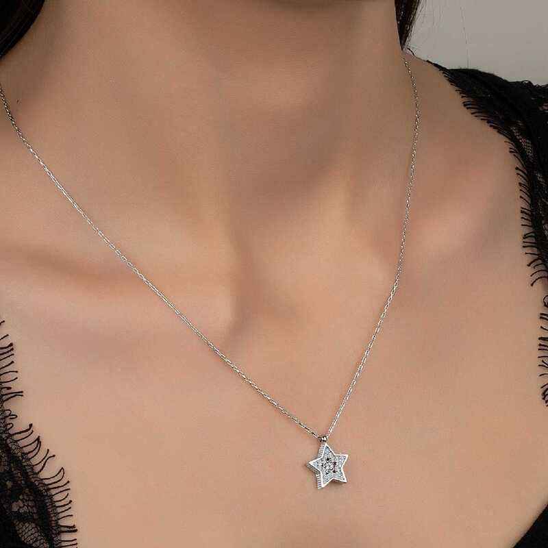 Swarovski Stone Star Women's Silver Necklace