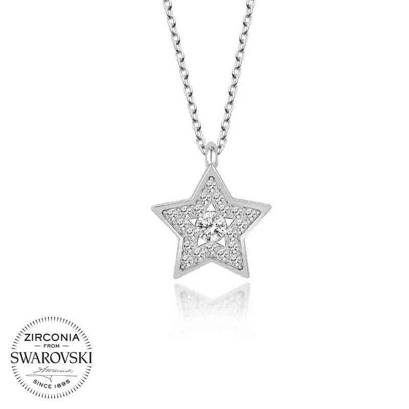 Swarovski Stone Star Women's Silver Necklace