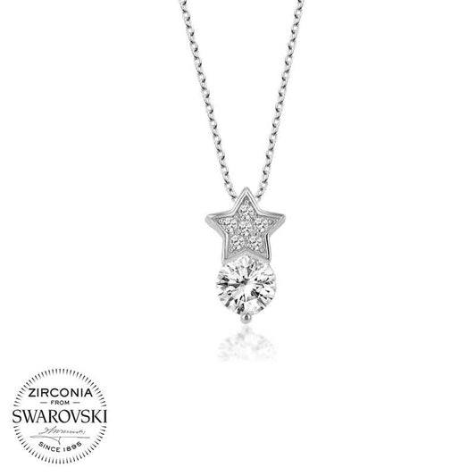 Collier en argent pour femme avec solitaire Swarovski Stone Star