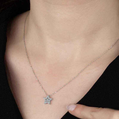 Swarovski Stone Star Solitaire Women's Silver Necklace