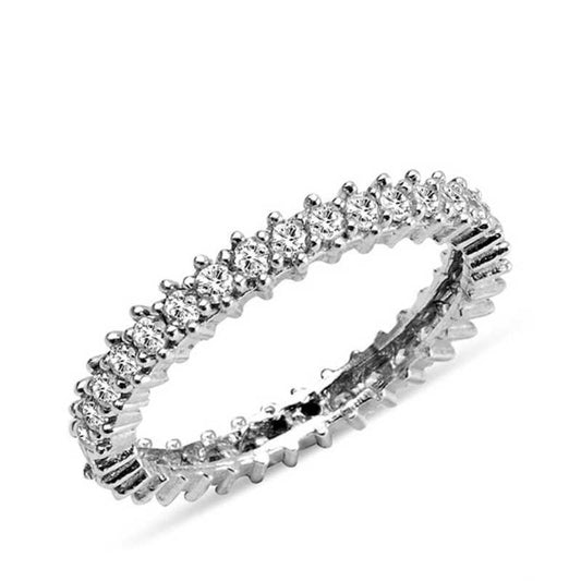 Alliance en argent pour femme, anneau complet à une rangée