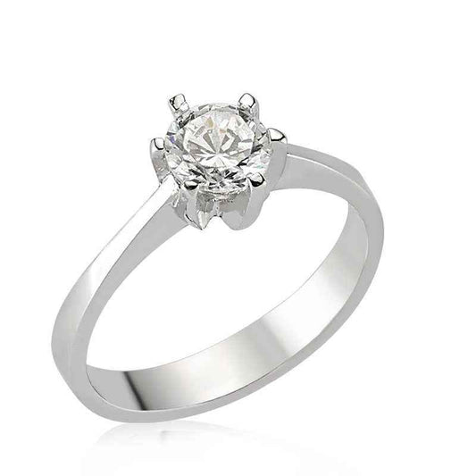 Single Stone Women's Silver Ring