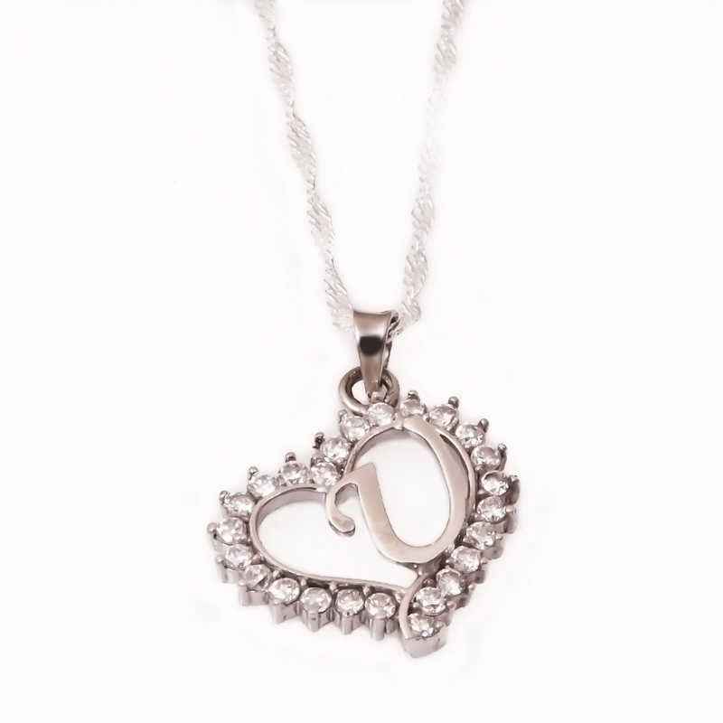U Letter Heart Women's Silver Necklace