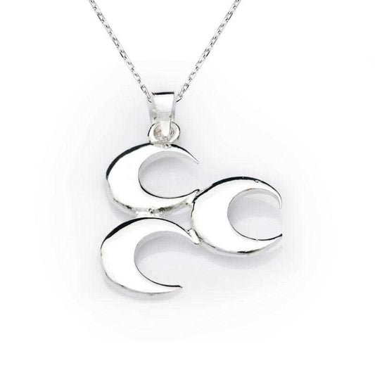 Three Crescent Silver Necklace