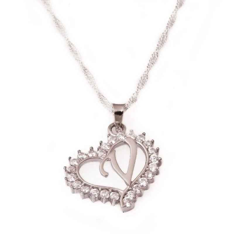 V-Heart Women's Silver Necklace