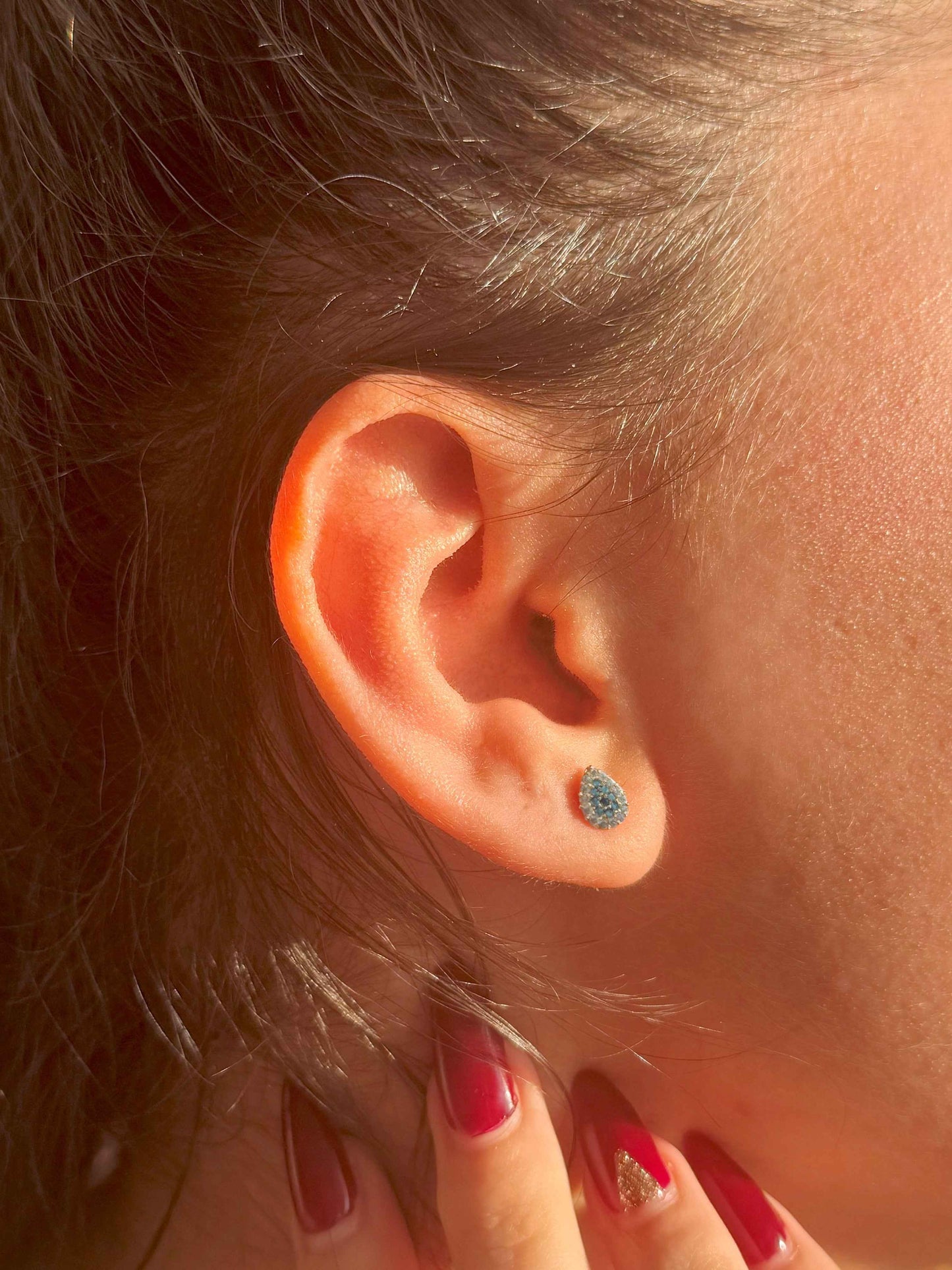 Mini White Turquoise Drop Silver Earrings