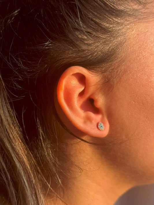 Mini White Turquoise Drop Silver Earrings