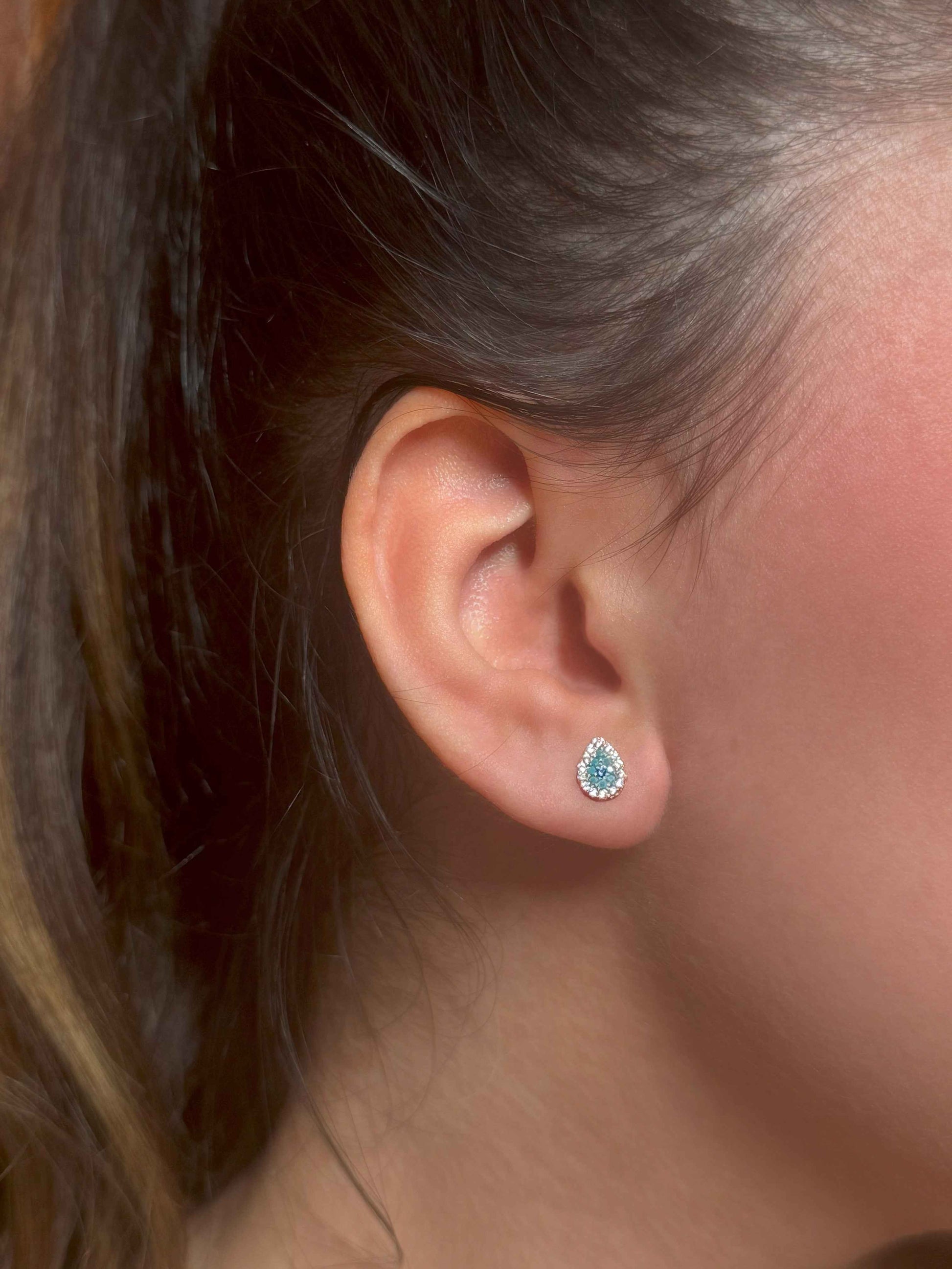 Mini White Turquoise Drop Silver Earrings