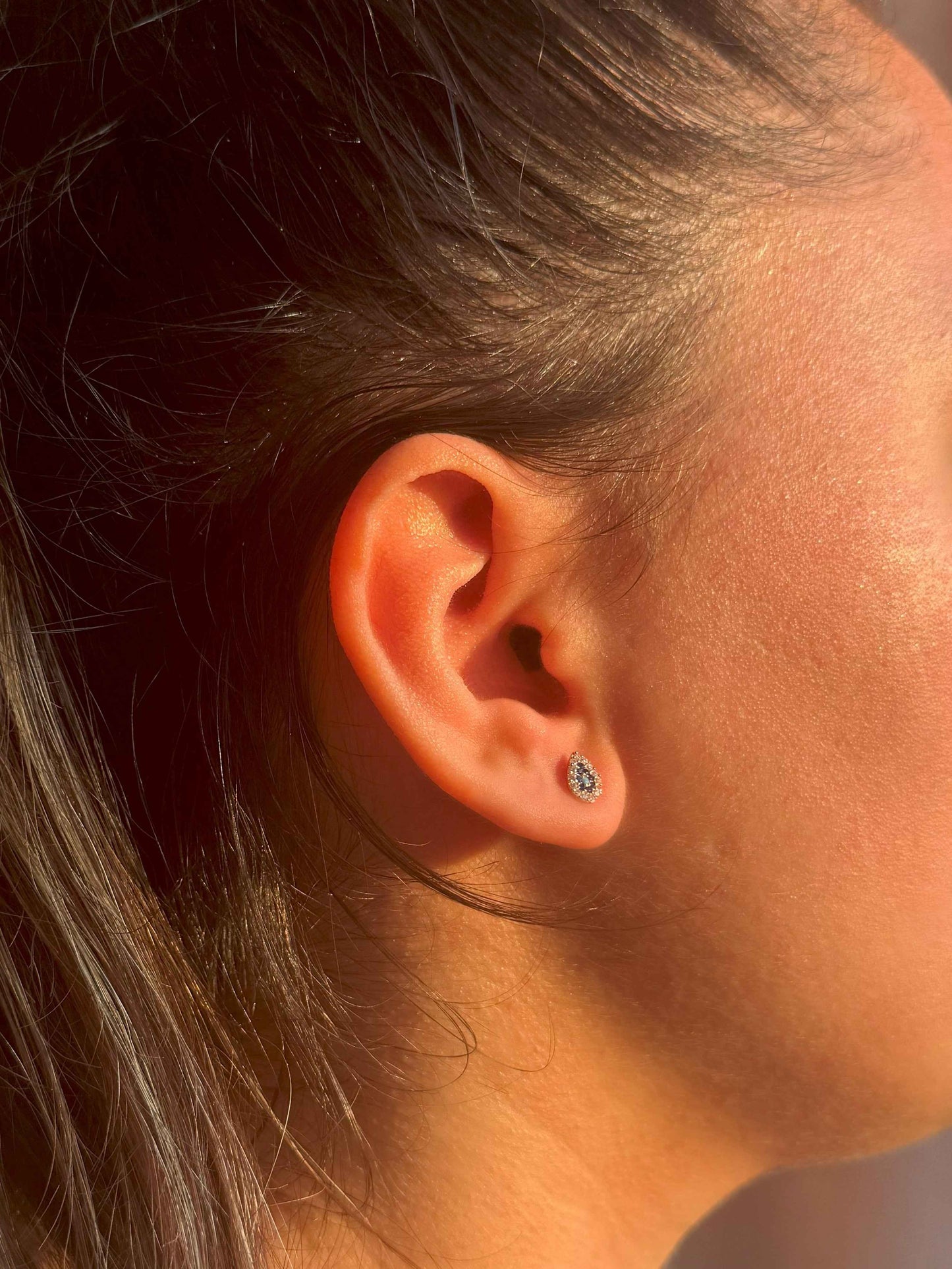 Mini White Navy Drop Silver Earrings