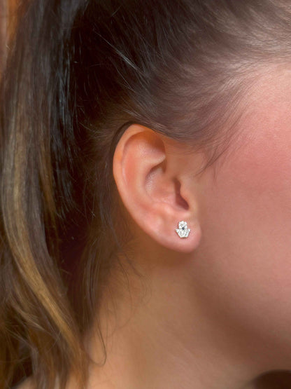 Mini White Navy Hand Silver Earrings