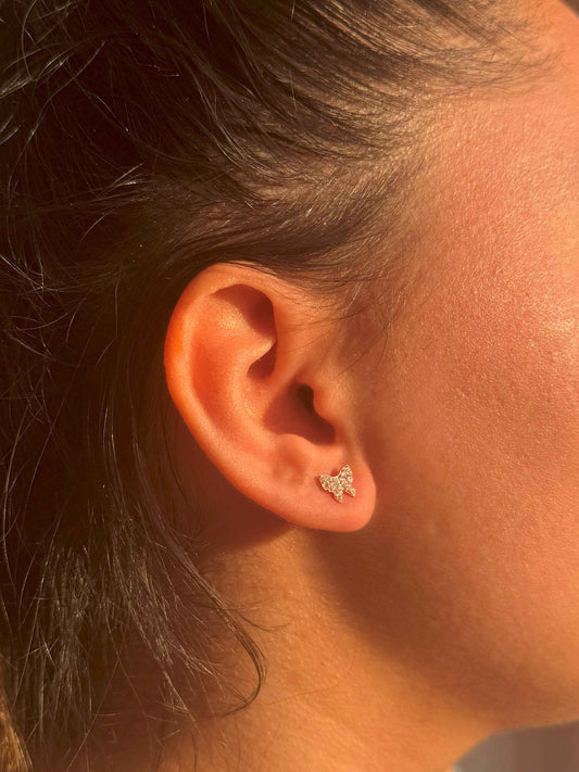 Mini White Butterfly Silver Earrings