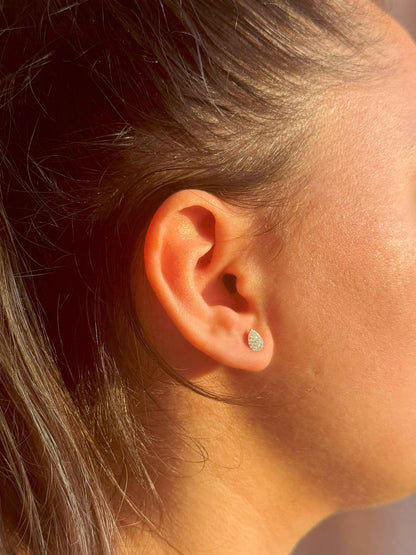 Mini White Drop Silver Earrings