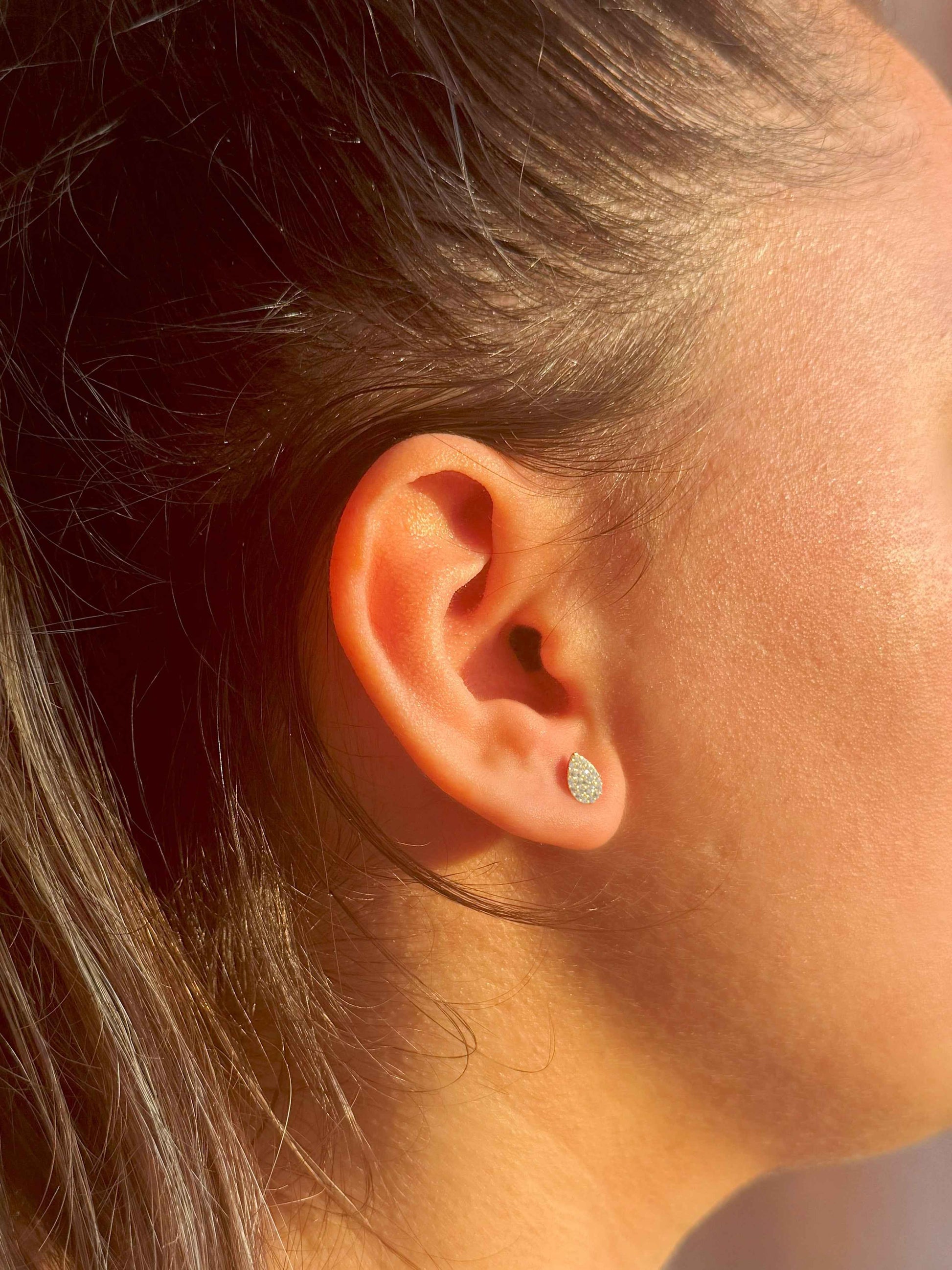 Mini White Drop Silver Earrings