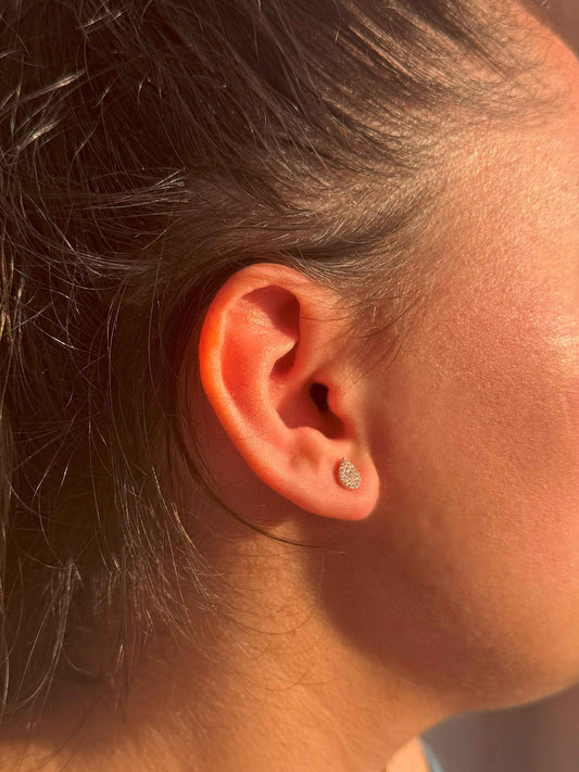 Mini White Drop Silver Earrings