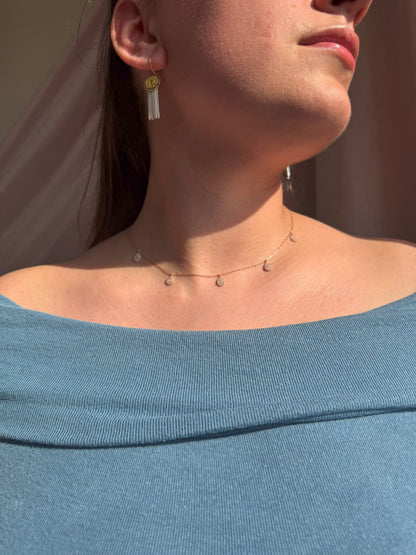 5 White Drop Silver Necklace