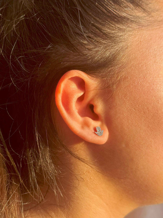 Mini White Turquoise Hand Silver Earrings