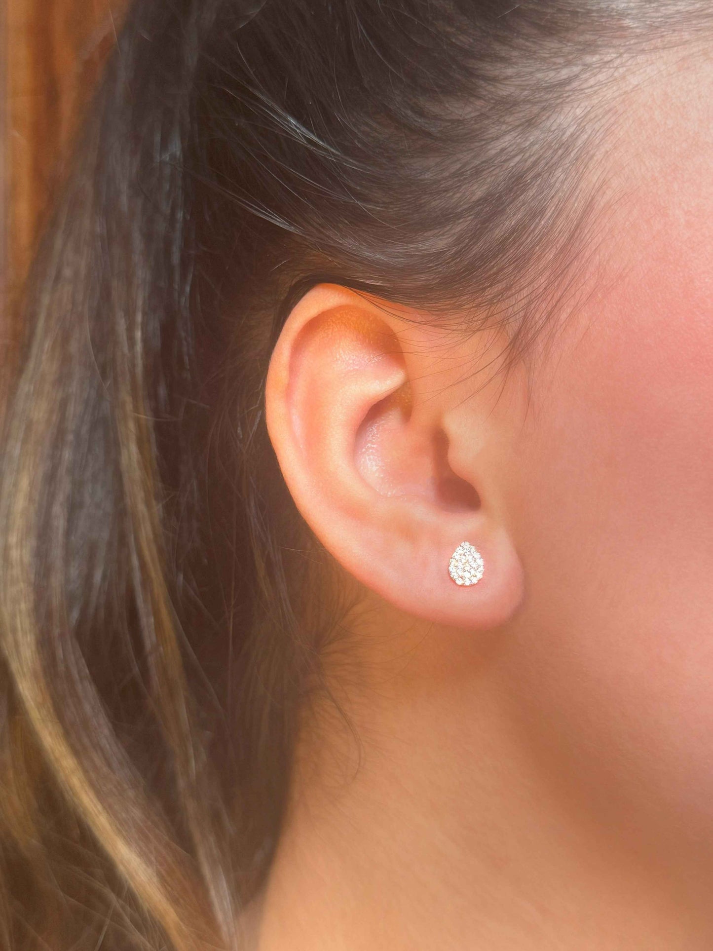 Mini White Drop Silver Earrings
