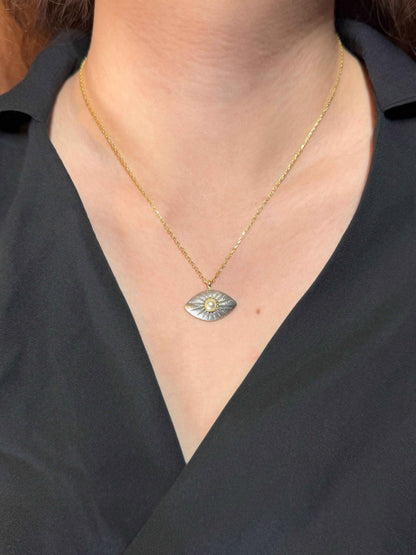 Pearl Eye Silver Necklace
