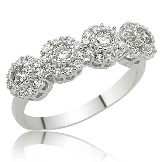 Flower 5 Stone Women's Silver Ring