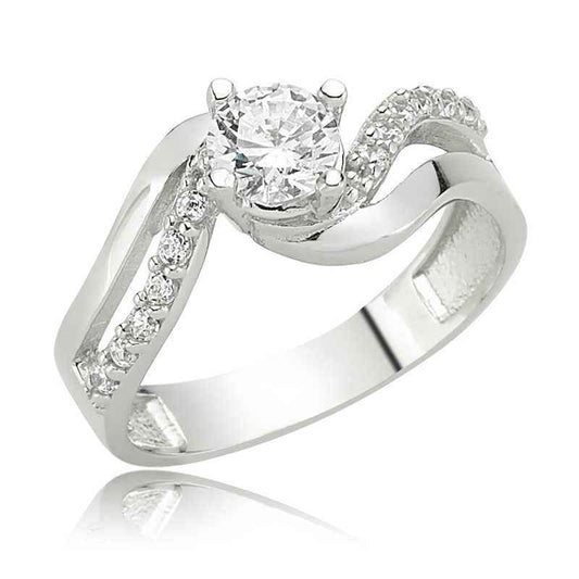 Single Stone Women's Silver Ring