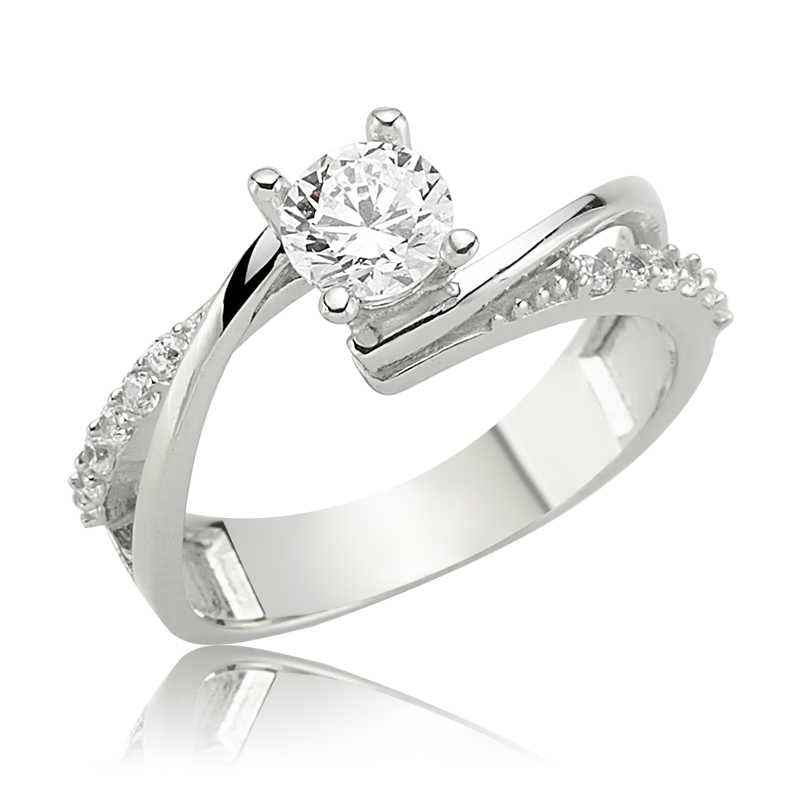 Single Stone Women's Silver Ring