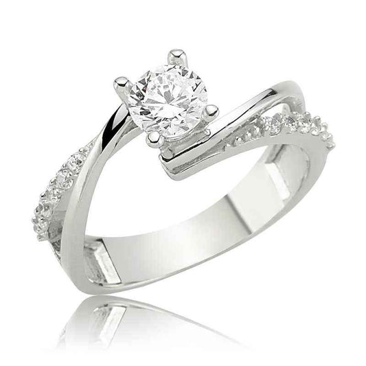 Single Stone Women's Silver Ring