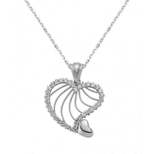 Heart-Shaped Women's Silver Necklace