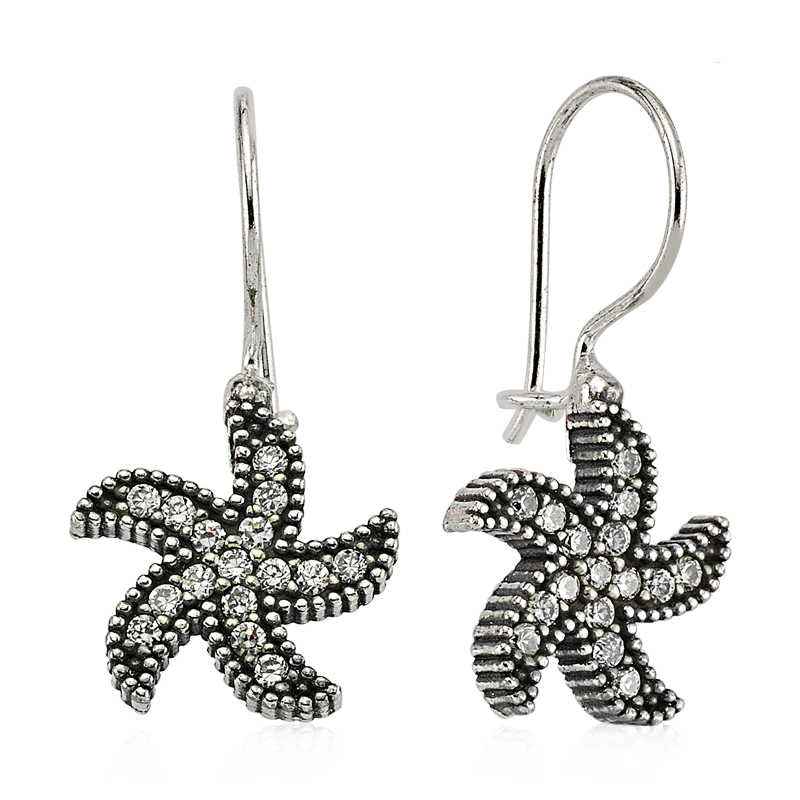 Starfish Dangle Silver Earrings