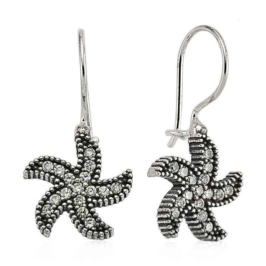 Starfish Dangle Silver Earrings