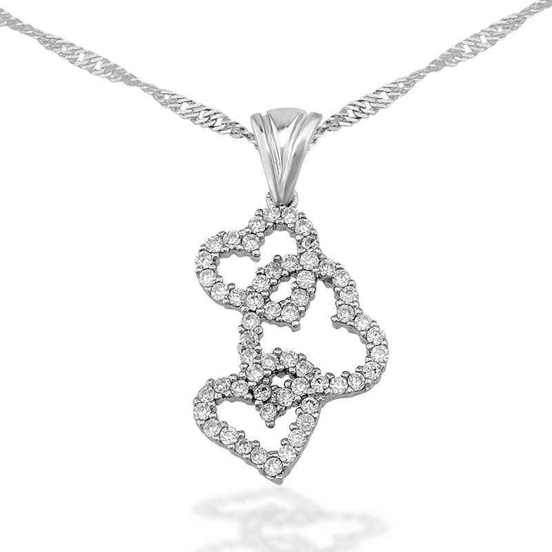 3 Heart Women's Silver Necklace
