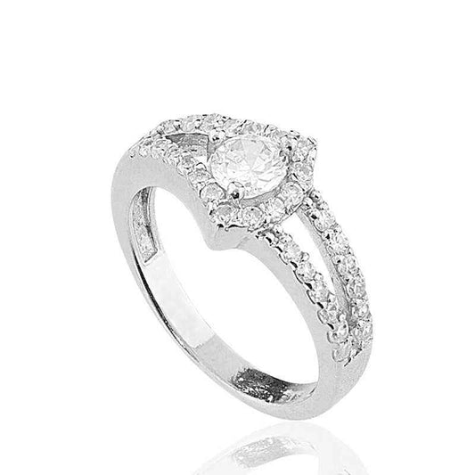 Single Stone Women's Silver Ring