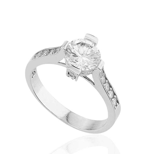 Single Stone Women's Silver Ring