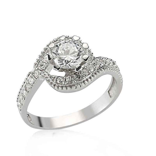 Zircon Solitaire Women's Silver Ring