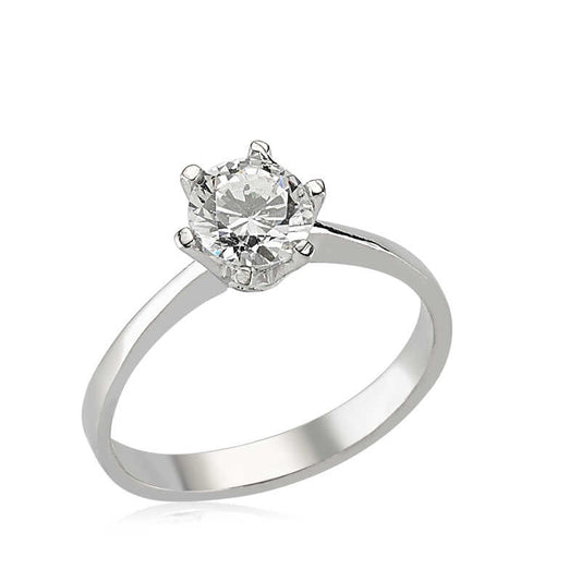 Single Stone Women's Silver Ring