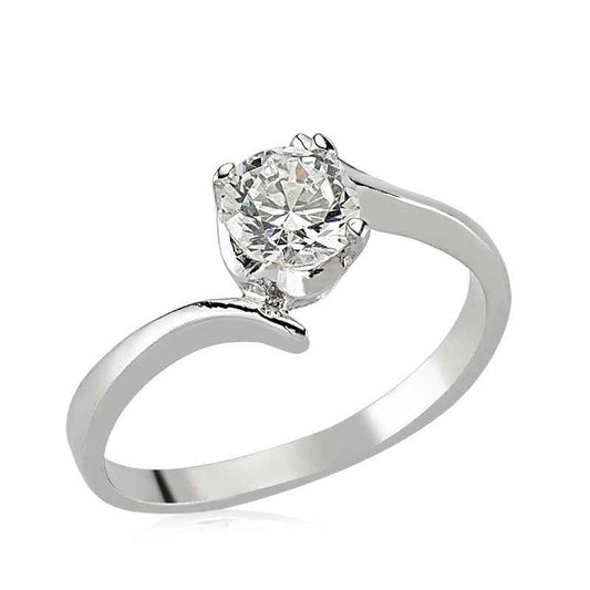 Single Stone Women's Silver Ring