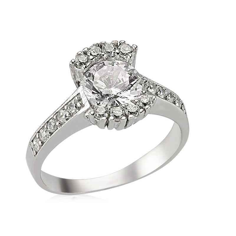 Single Stone Women's Silver Ring