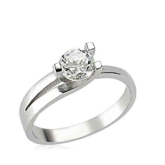 Single Stone Women's Silver Ring