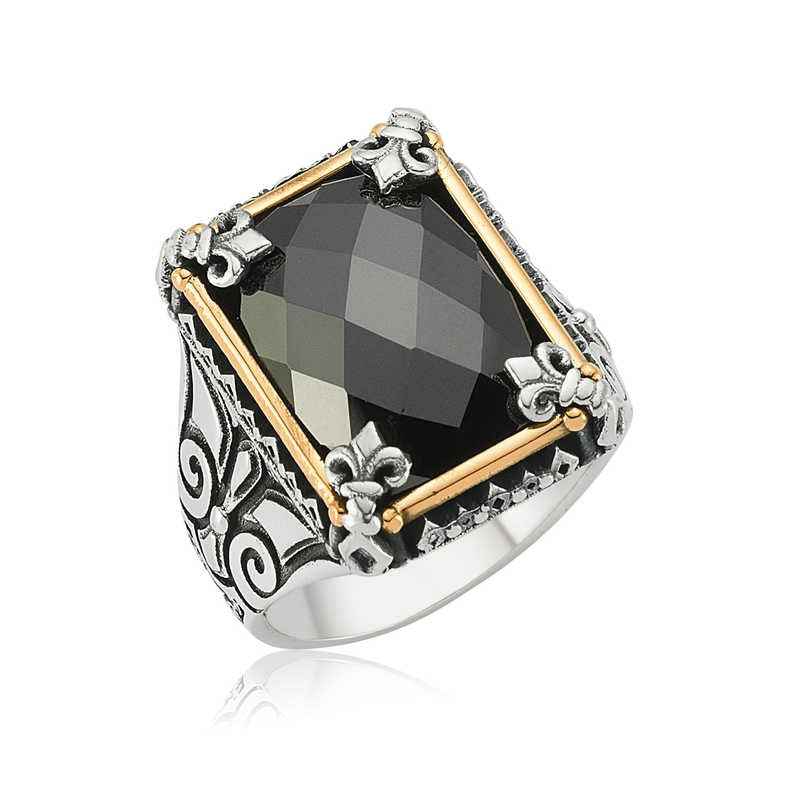 Black Stone Men's Silver Ring