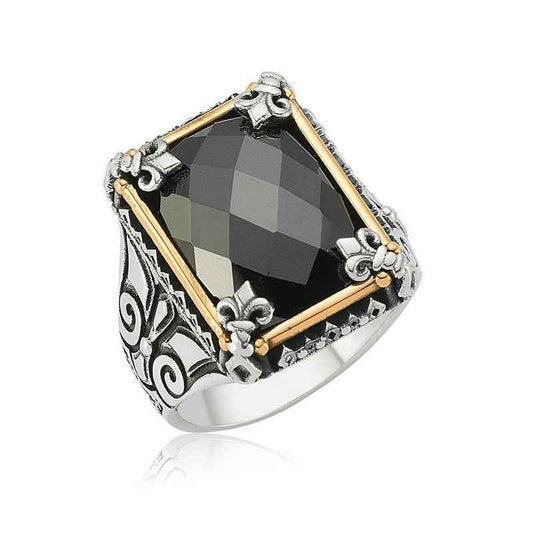 Black Stone Men's Silver Ring