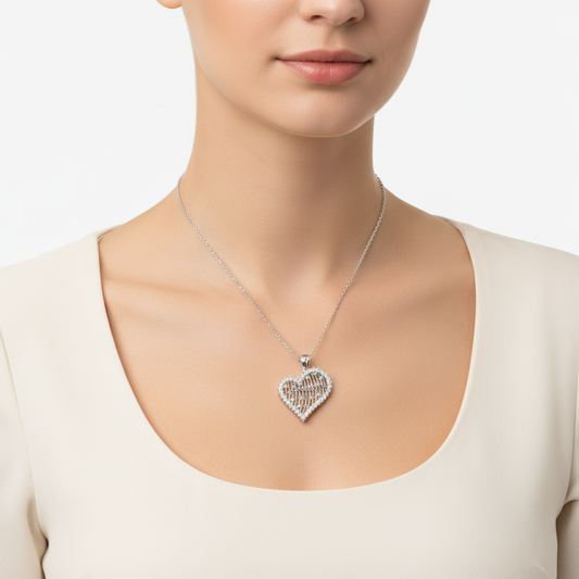 Collier en argent en forme de cœur pour femme