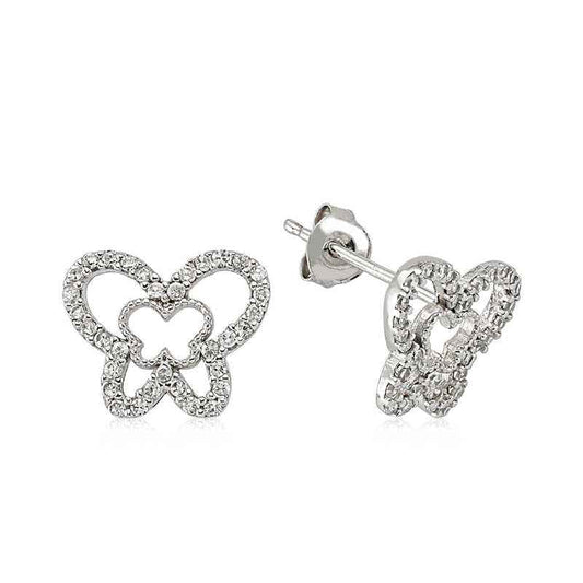 Spiked Butterfly Silver Earrings