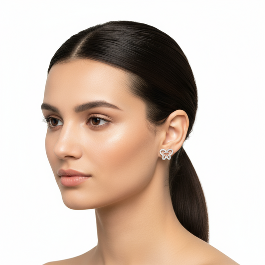 Spiked Butterfly Silver Earrings